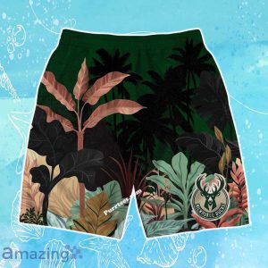 Milwaukee Bucks Team Logo Pattern Tropical Hawaiian Shirt & Short Product Photo 4