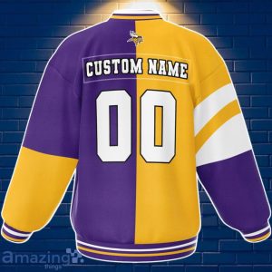 Minnesota Vikings Baseball Jacket Custom Number & Name Youth Style For Fans Product Photo 2