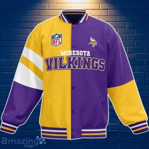 Minnesota Vikings Baseball Jacket Custom Number & Name Youth Style For Fans Product Photo 3
