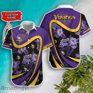 Minnesota Vikings NFL Floral Hawaiian Shirt And Shorts Custom Name Casual Comfort Combo For Fans Product Photo 2