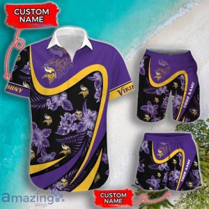Minnesota Vikings NFL Floral Hawaiian Shirt And Shorts Custom Name Casual Comfort Combo For Fans Product Photo 1