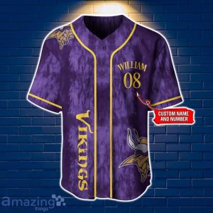 Minnesota Vikings NFL Jersey Baseball Shirt Exclusive Custom Number & Name Gift For Fans Product Photo 2