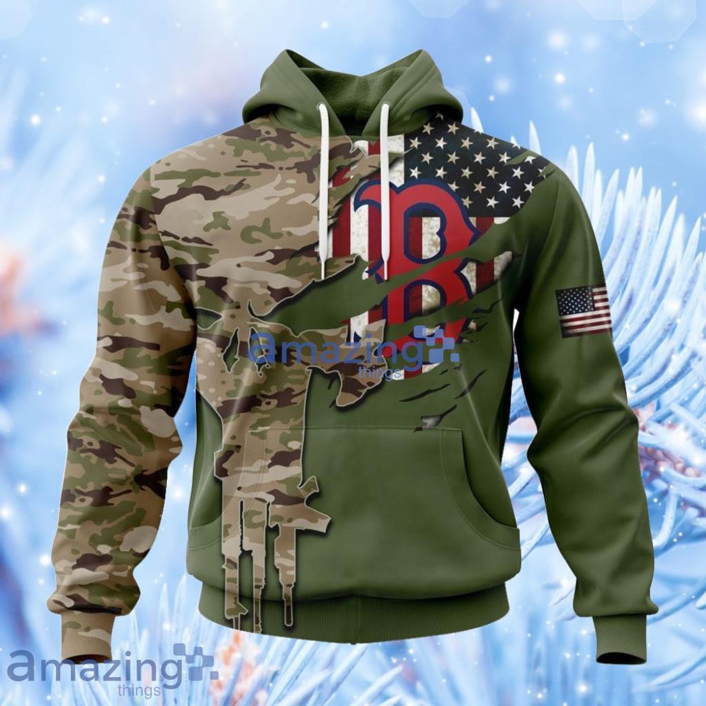 Mlb Boston Red Sox Special Camo Design For Veterans Day Hoodie 3D All Over Print Attract Gift For Men And Women Product Photo 1