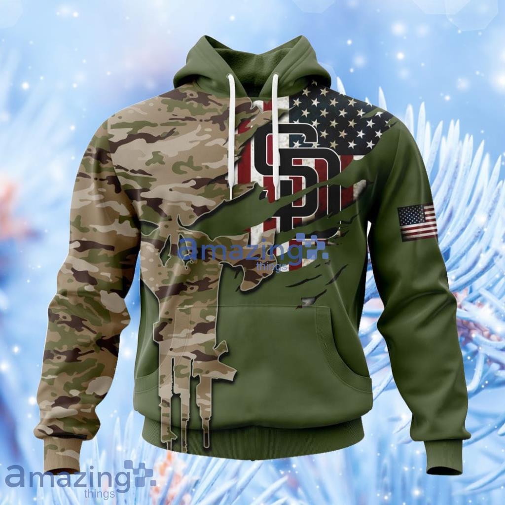 Mlb San Diego Padres Special Camo Design For Veterans Day Hoodie 3D All Over Print Attract Gift For Men And Women Product Photo 1
