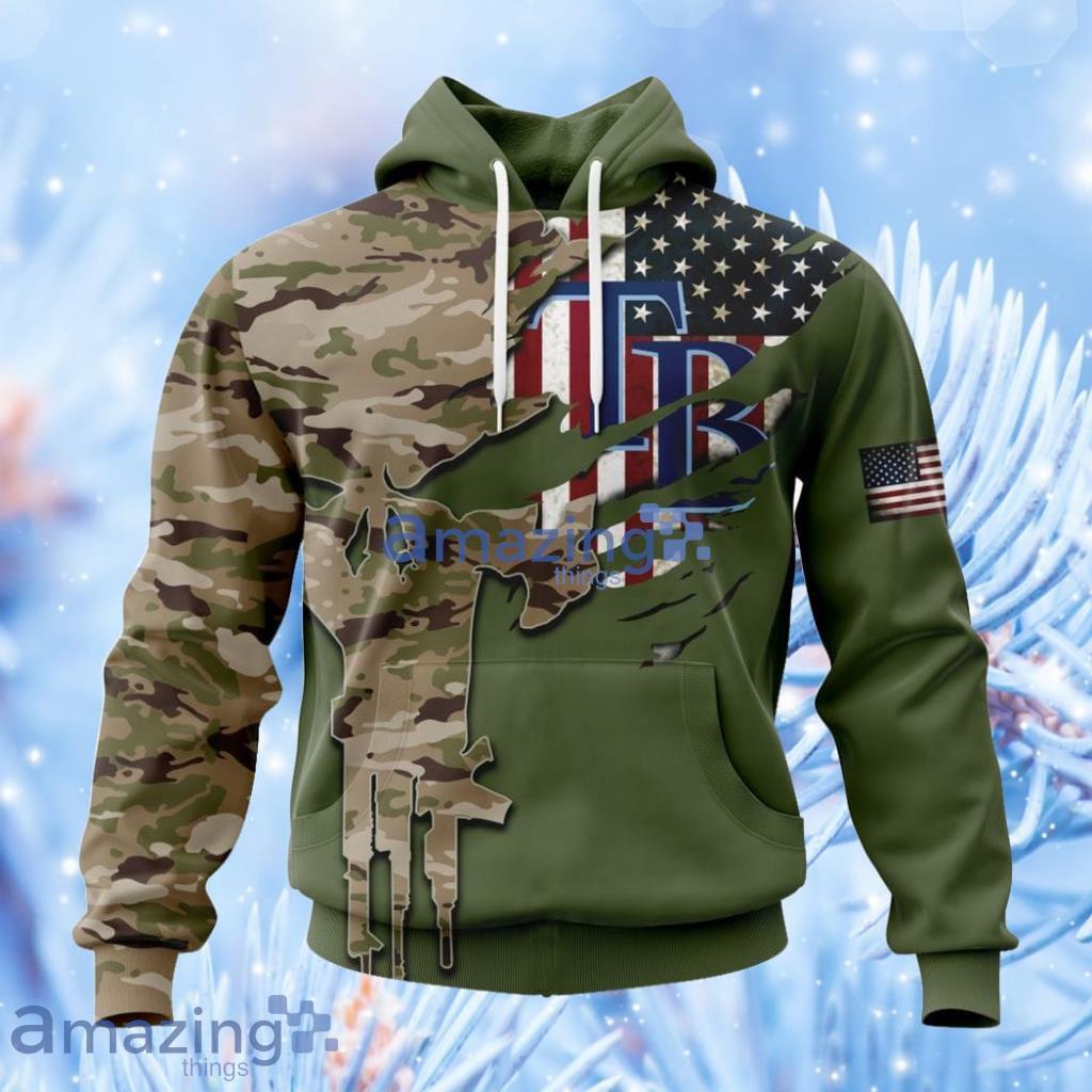 Mlb Tampa Bay Rays Special Camo Design For Veterans Day Hoodie 3D All Over Print Attract Gift For Men And Women Product Photo 1