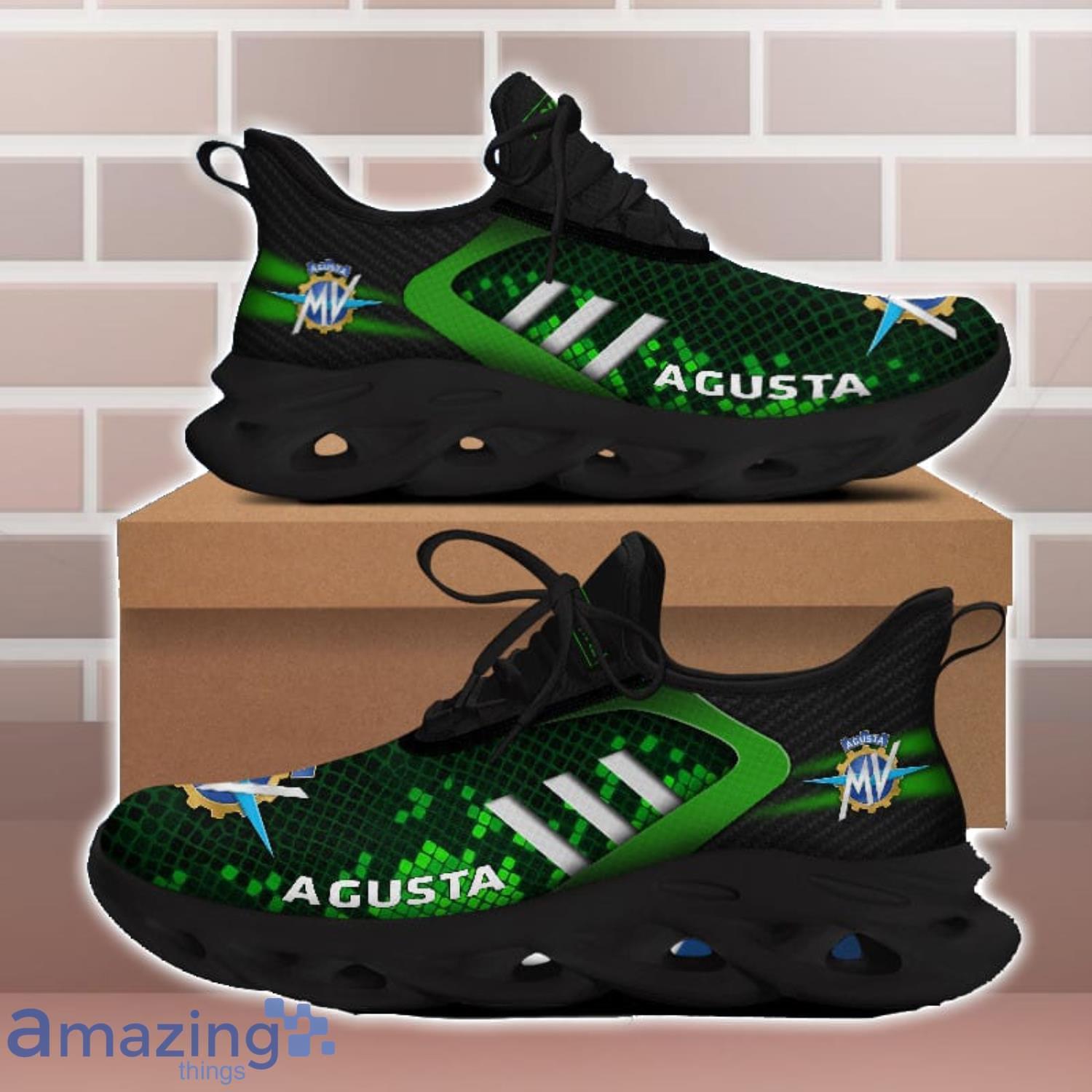 MV Agusta Shoes Green Square Pattern Custom Name Max Soul Sneakers For Men Women image MV Agusta Shoes Green Square Pattern Custom Name Max Soul Sneakers For Men Women Product Photo 2