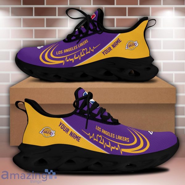 NBA Los Angeles Lakers Custom Name Personalized Sneakers Max Soul Shoes For Fans Product Photo 2