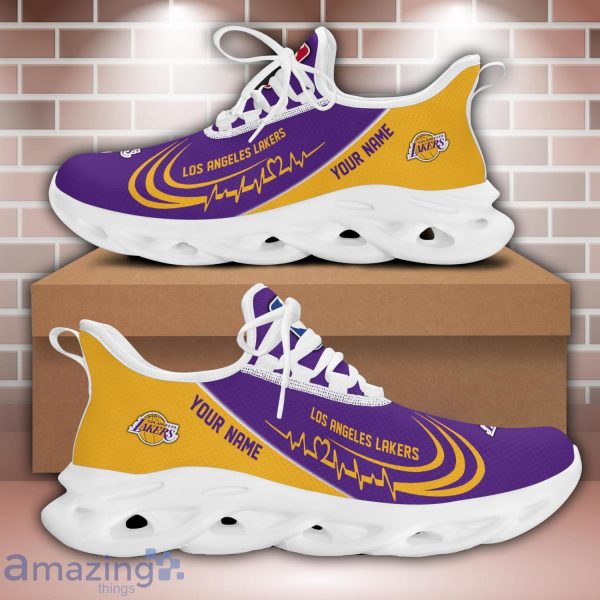 NBA Los Angeles Lakers Custom Name Personalized Sneakers Max Soul Shoes For Fans Product Photo 1