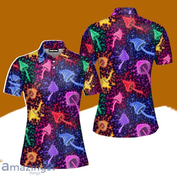 Neon Colorful Mushroom Polo Shirt For Women Gift Golf Lover Product Photo 1