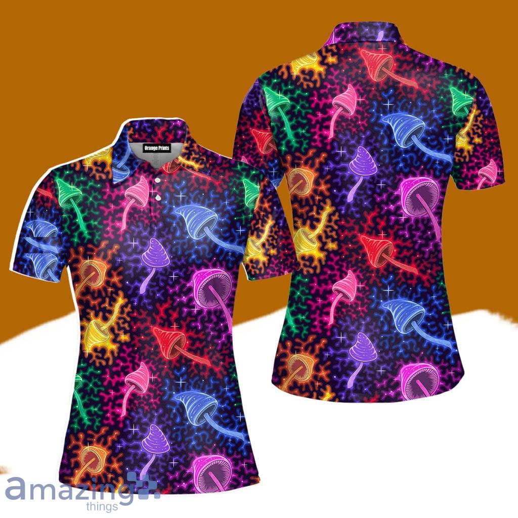 Neon Colorful Mushroom Polo Shirt For Women Gift Golf Lover image Neon Colorful Mushroom Polo Shirt For Women Gift Golf Lover Product Photo 1