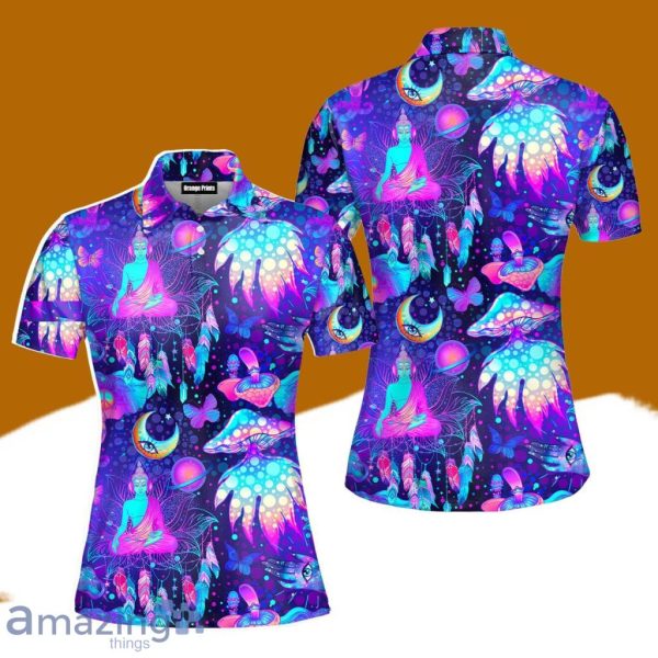 Neon Trippy Hippie Mushrooms Polo Shirt For Women Gift Golf Lover Product Photo 1