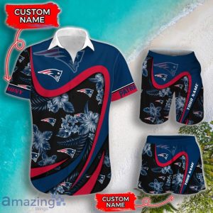 New England Patriots NFL Floral Hawaiian Shirt And Shorts Custom Name Casual Comfort Combo For Fans Product Photo 1