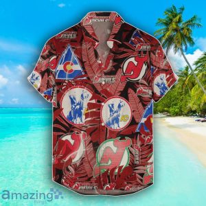 New Jersey Devils Set Hawaiian Shirt And Shorts Combo Retro Style For Fans Product Photo 2