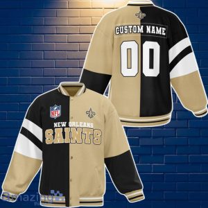 New Orleans Saints Baseball Jacket Custom Number & Name Youth Style For Fans Product Photo 1