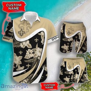 New Orleans Saints NFL Floral Hawaiian Shirt And Shorts Custom Name Casual Comfort Combo For Fans Product Photo 1