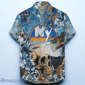 New York Islanders NHL Hawaiian Shirt Tropical Skull Design For Men Women Product Photo 1