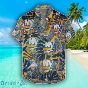 New York Islanders Set Hawaiian Shirt And Shorts Combo Retro Style For Fans image New York Islanders Set Hawaiian Shirt And Shorts Combo Retro Style For Fans Product Photo 2