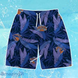New York Knicks Team Logo Pattern Leaves Vintage Art Hawaiian Shirt & Short Product Photo 3