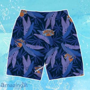 New York Knicks Team Logo Pattern Leaves Vintage Art Hawaiian Shirt & Short Product Photo 4