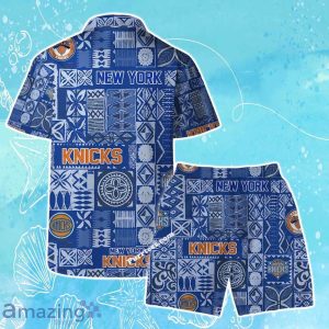 New York Knicks Team Logo Tropical Pattern Hawaiian Shirt & Short Product Photo 2
