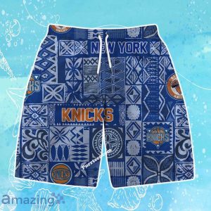 New York Knicks Team Logo Tropical Pattern Hawaiian Shirt & Short Product Photo 3