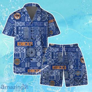 New York Knicks Team Logo Tropical Pattern Hawaiian Shirt & Short Product Photo 1