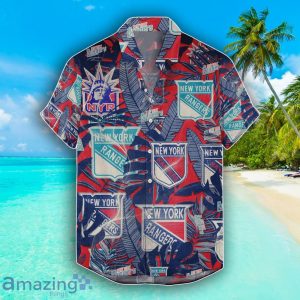 New York Rangers Set Hawaiian Shirt And Shorts Combo Retro Style For Fans Product Photo 2