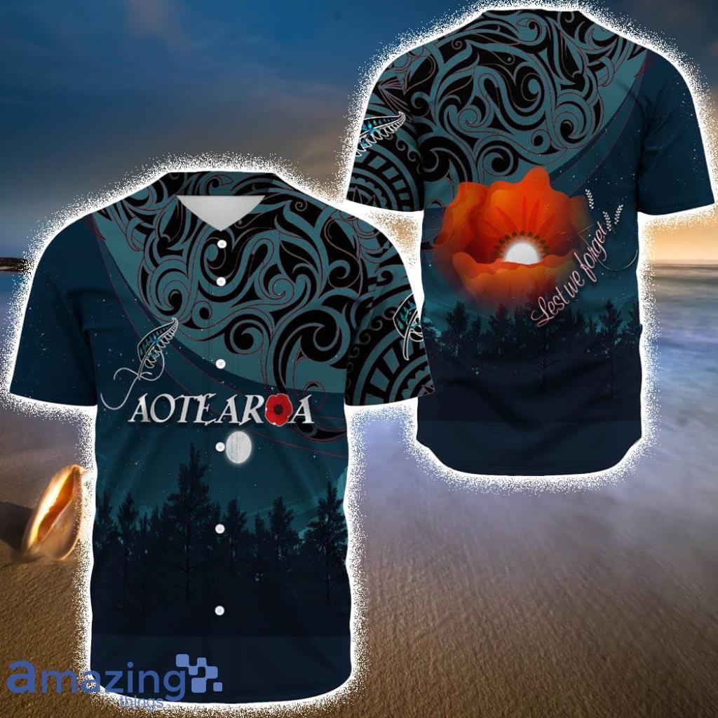 New Zealand Paua Silver Fern Poppy Baseball Jersey Shirt image New Zealand Paua Silver Fern Poppy Baseball Jersey Shirt Product Photo 1