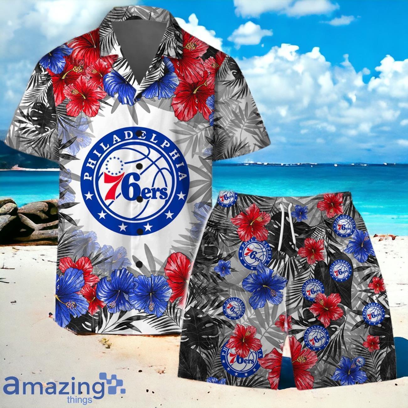 Philadelphia 76ers National Basketball Association Hawaiian Shirt And Short Floral Pattern Product Photo 1