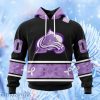 Nhl Colorado Avalanche Special Black And Lavender Hockey Fight Cancer Design Personalized Hoodie 3D All Over Print Attract Gift For Men And Women