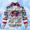 Nhl Columbus Blue Jackets Special Camo Design For Veterans Day Hoodie 3D All Over Print Attract Gift For Men And Women