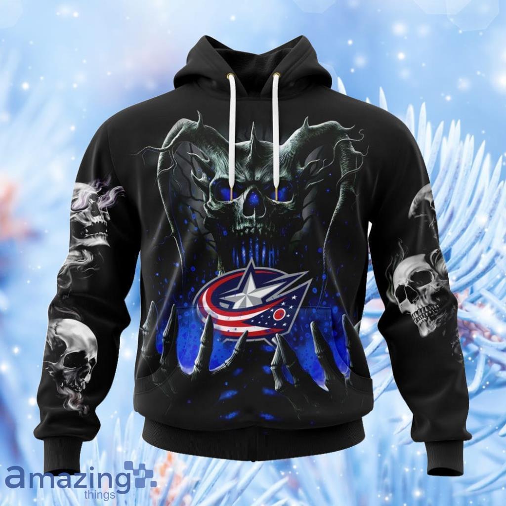 Nhl Columbus Blue Jackets Special Skull Art Design Hoodie 3D All Over Print Attract Gift For Men And Women image Nhl Columbus Blue Jackets Special Skull Art Design Hoodie 3D All Over Print Attract Gift For Men And Women Product Photo 1