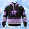 Nhl Dallas Stars Special Black And Lavender Hockey Fight Cancer Design Personalized Hoodie 3D All Over Print Attract Gift For Men And Women