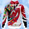 Nhl New Jersey Devils Autism Awareness Personalized Name & Number 3D Hoodie 3D All Over Print Attract Gift For Men And Women