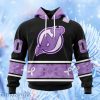 Nhl New Jersey Devils Special Black And Lavender Hockey Fight Cancer Design Personalized Hoodie 3D All Over Print Attract Gift For Men And Women