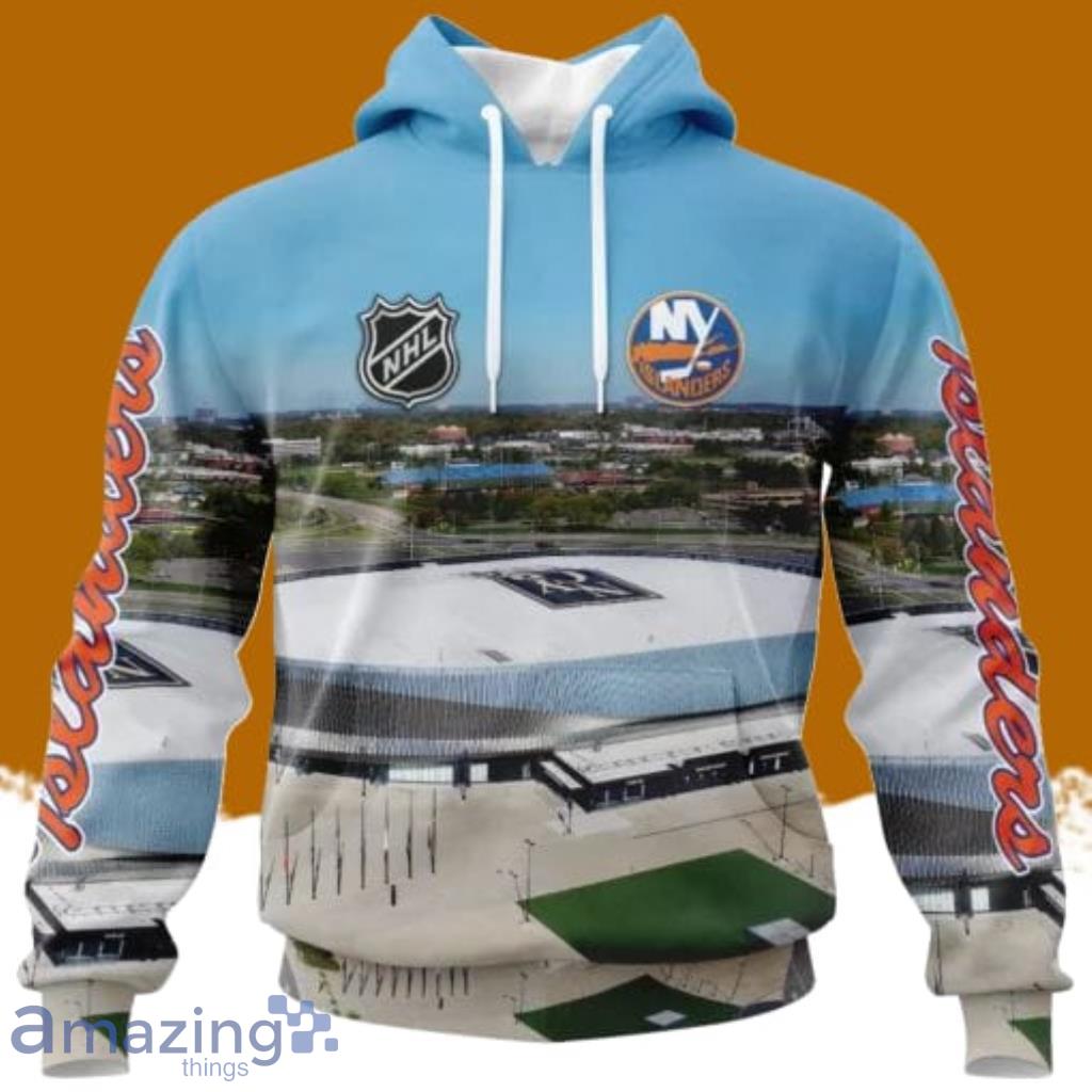 NHL New York Islanders Personalized Arena Skyline Design 3D Hoodie All Over Print Designed Part For Fans image NHL New York Islanders Personalized Arena Skyline Design 3D Hoodie All Over Print Designed Part For Fans Product Photo 1