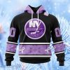 Nhl New York Islanders Special Black And Lavender Hockey Fight Cancer Design Personalized Hoodie 3D All Over Print Attract Gift For Men And Women