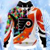 Nhl Philadelphia Flyers Autism Awareness Personalized Name & Number 3D Hoodie 3D All Over Print Attract Gift For Men And Women