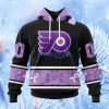 Nhl Philadelphia Flyers Special Black And Lavender Hockey Fight Cancer Design Personalized Hoodie 3D All Over Print Attract Gift For Men And Women