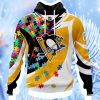 Nhl Pittsburgh Penguins Autism Awareness Personalized Name & Number 3D Hoodie 3D All Over Print Attract Gift For Men And Women