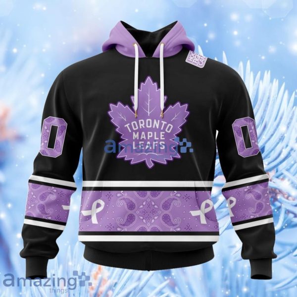 Nhl Toronto Maple Leafs Special Black And Lavender Hockey Fight Cancer Design Personalized Hoodie 3D All Over Print Attract Gift For Men And Women Product Photo 1