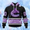 Nhl Vancouver Canucks Special Black And Lavender Hockey Fight Cancer Design Personalized Hoodie 3D All Over Print Attract Gift For Men And Women