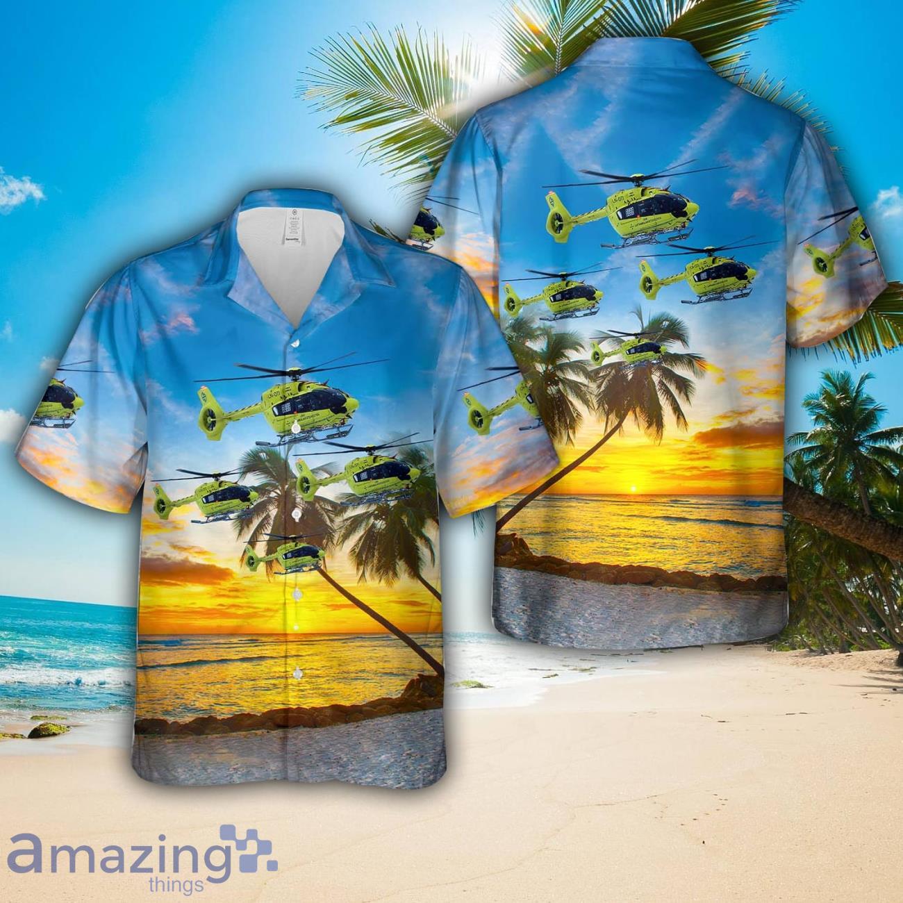 Norwegian Air Ambulance Airbus H145 helicopter Hawaiian Shirt Unique Gift image Norwegian Air Ambulance Airbus H145 helicopter Hawaiian Shirt Unique Gift Product Photo 1