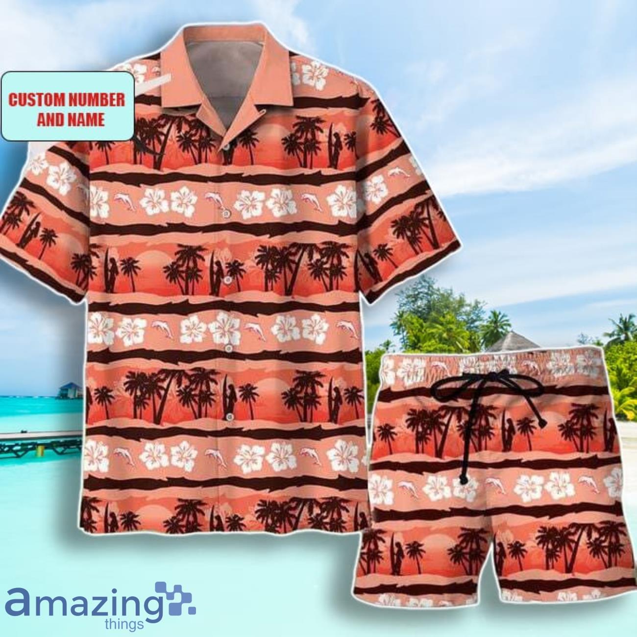 NRL Dolphins Combo Hawaiian Shirt And Shorts Custom Number & Name Trendy Combo For Fans image NRL Dolphins Combo Hawaiian Shirt And Shorts Custom Number & Name Trendy Combo For Fans Product Photo 1