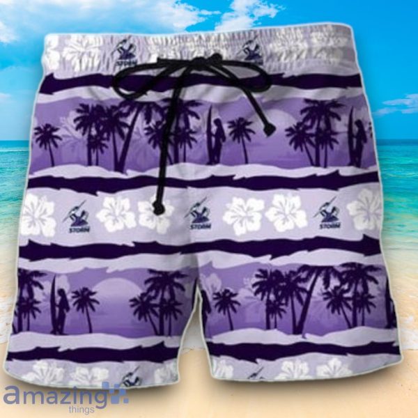 NRL Melbourne Storm Combo Hawaiian Shirt And Shorts Custom Number & Name Trendy Combo For Fans Product Photo 3