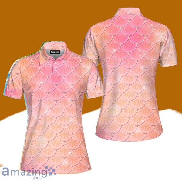 Pale Pink And Yellow Mermaid Scales Polo Shirt For Women Gift Golf Lover Product Photo 1