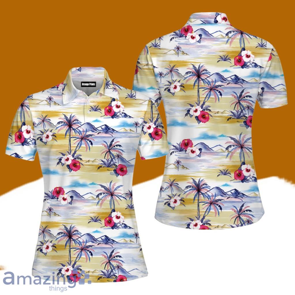 Palm Tree Island Tropical Beach Polo Shirt For Women Gift Golf Lover image Palm Tree Island Tropical Beach Polo Shirt For Women Gift Golf Lover Product Photo 1