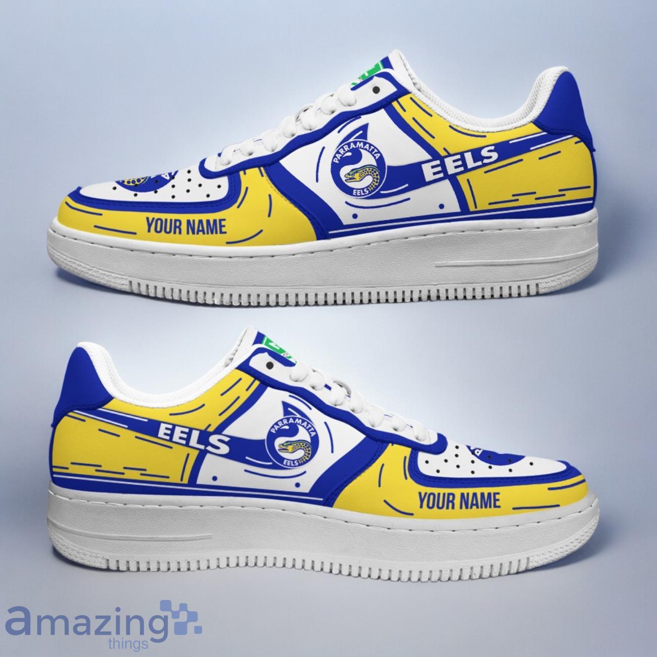 Parramatta Eels NRL Air Force Shoes Sneaker Gift For Fans Custom Name image Parramatta Eels NRL Air Force Shoes Sneaker Gift For Fans Custom Name Product Photo 1