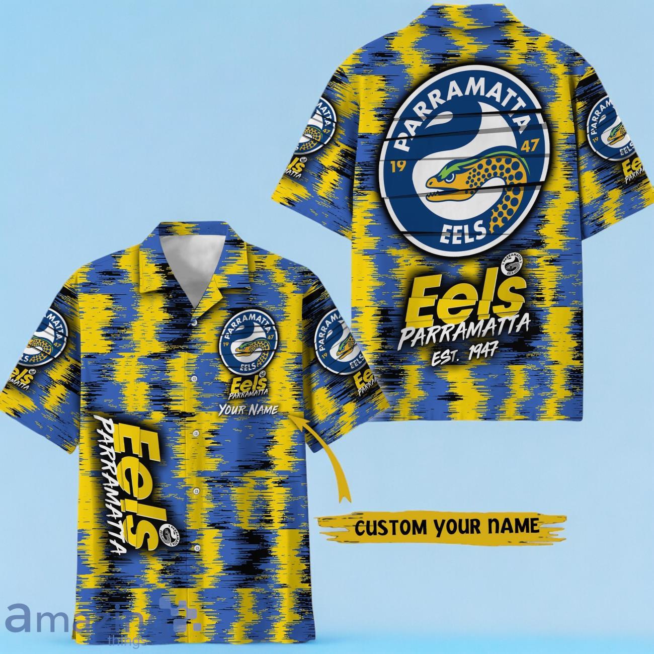 Parramatta Eels NRL Hawaiian Shirt Special Design Custom Name image Parramatta Eels NRL Hawaiian Shirt Special Design Custom Name Product Photo 1