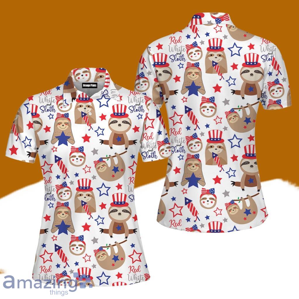 Patriotic Sloth Bears For 4th Of July Polo Shirt For Women Gift Golf Lover image Patriotic Sloth Bears For 4th Of July Polo Shirt For Women Gift Golf Lover Product Photo 1